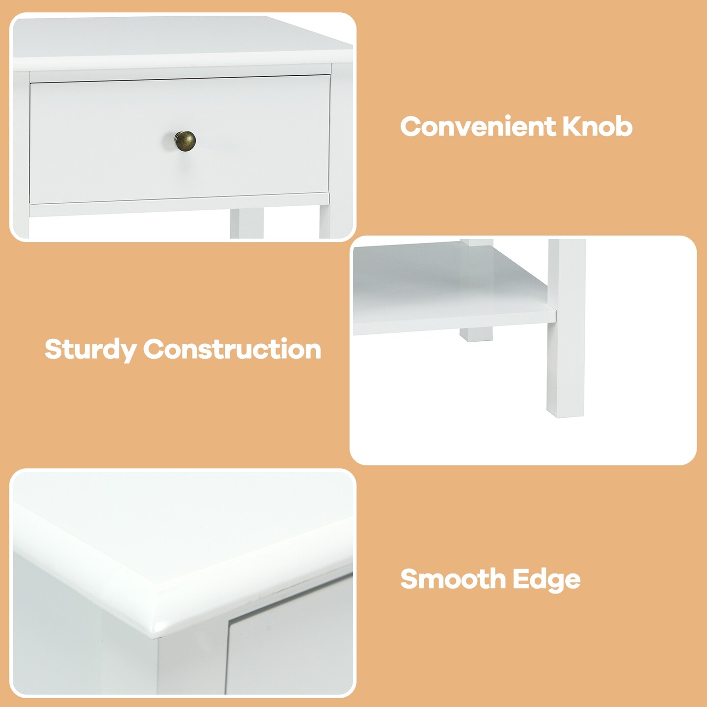 Nightstand End Table with Drawer and Storage Shelf Perfect for Any Place