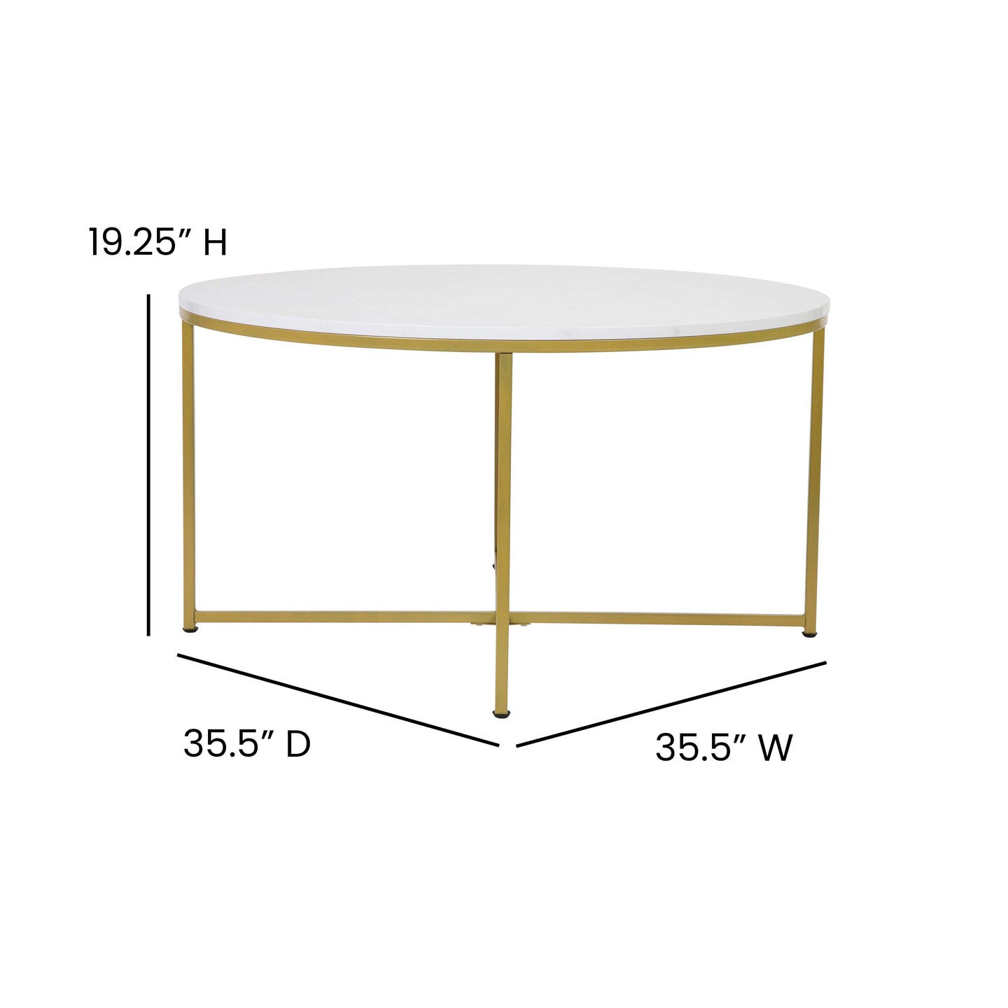 Merrick Lane Fairdale Coffee Table with Round Cross Brace Frame