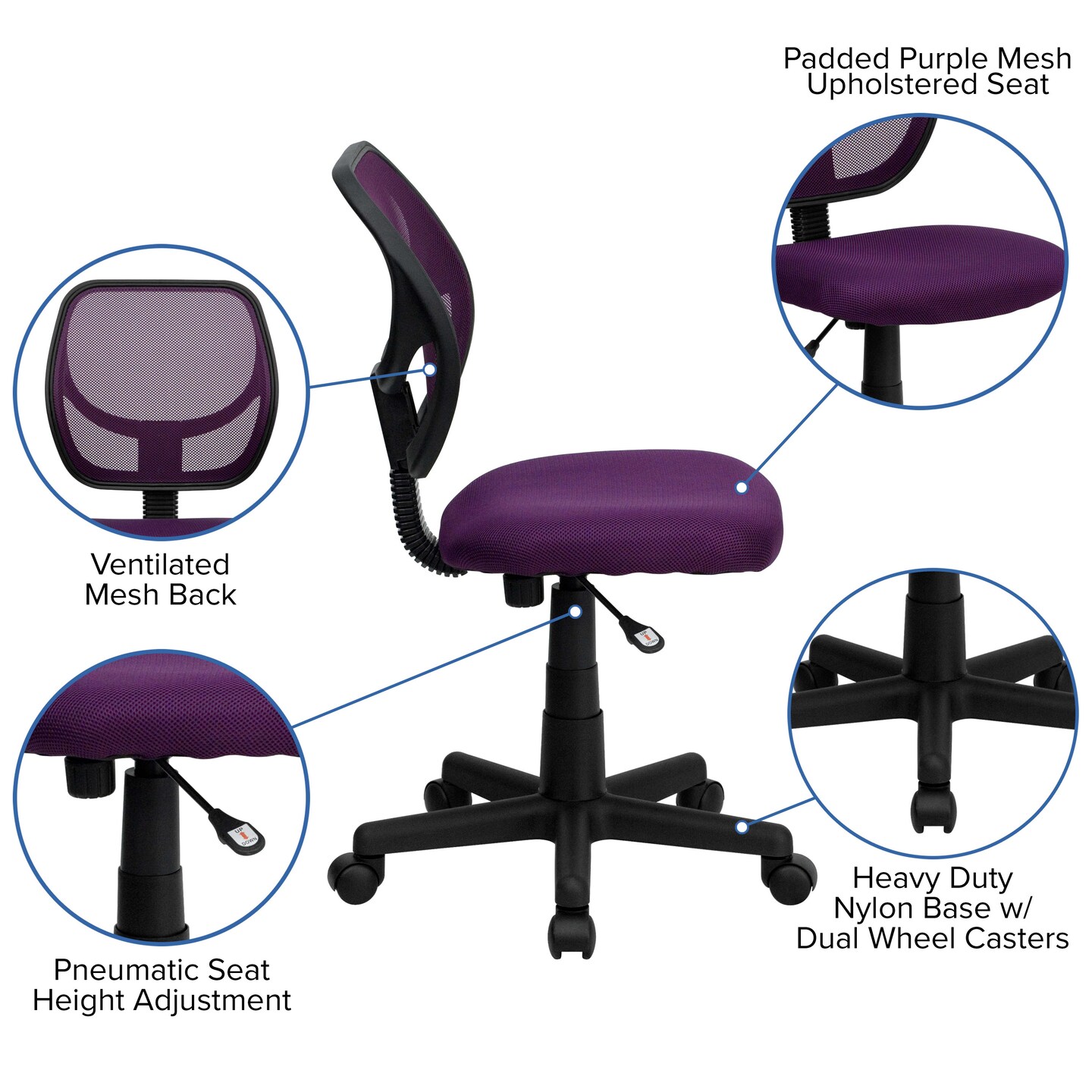 Emma and Oliver Mid-Back Mesh Swivel Task Office Chair with Curved Square Back