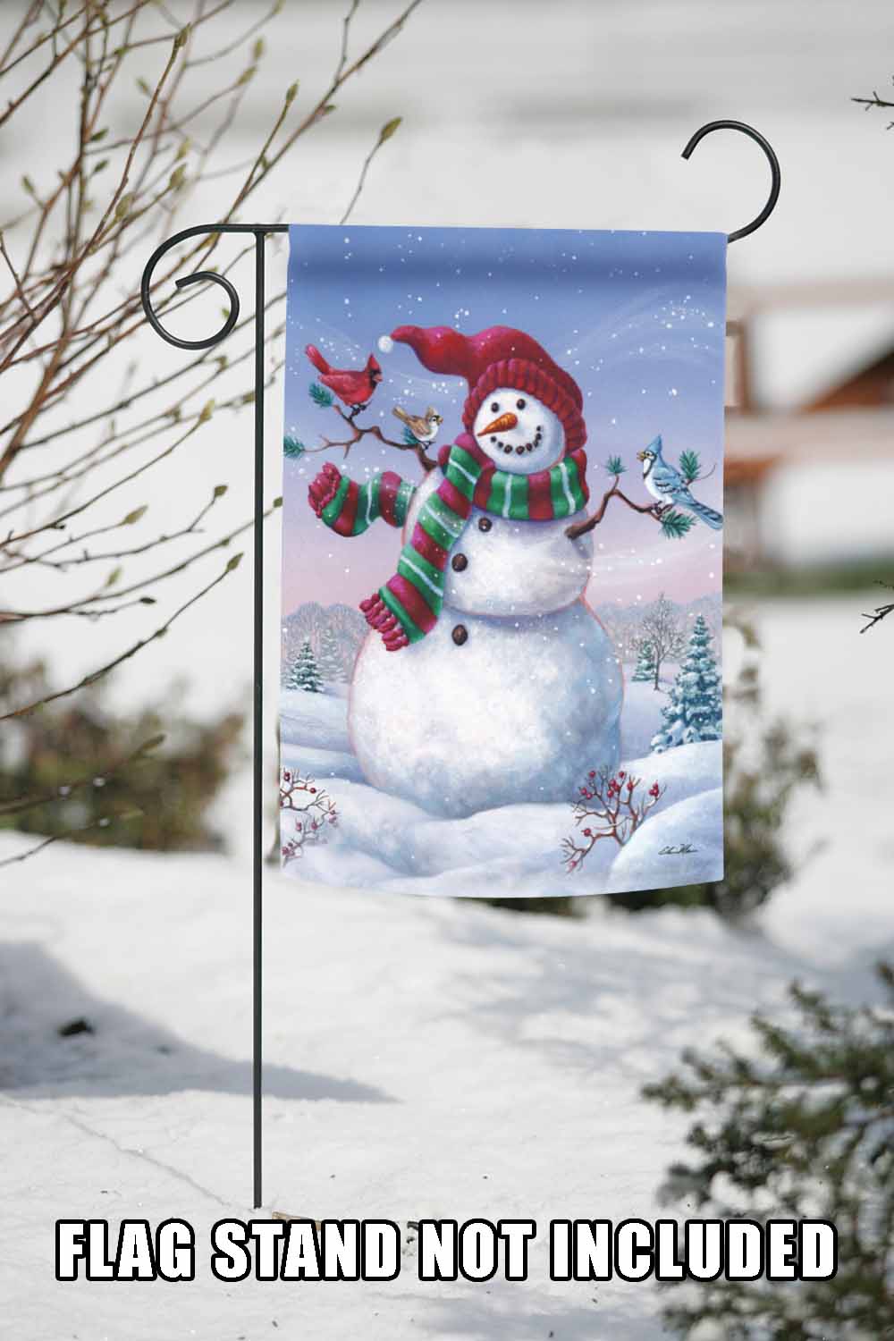 Snowy Birdy Buddy Decorative Winter Flag