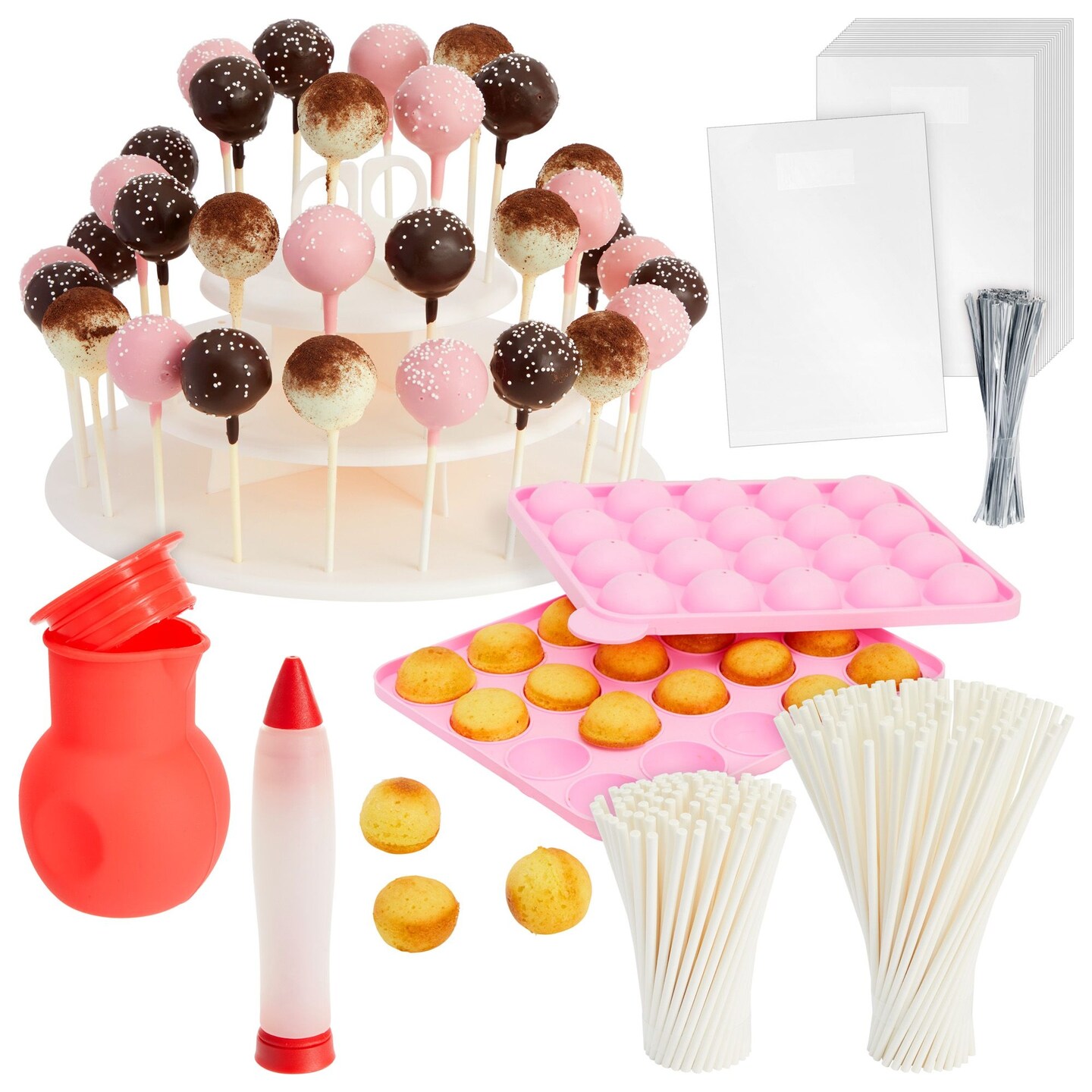 Kegeter Cake Pop Maker Set, Silicone Cake Pop Mold Lollipop Maker Molds Kit  Round Molds Silicone With Lollipop Sticks, for Candy, Jelly, Ice and