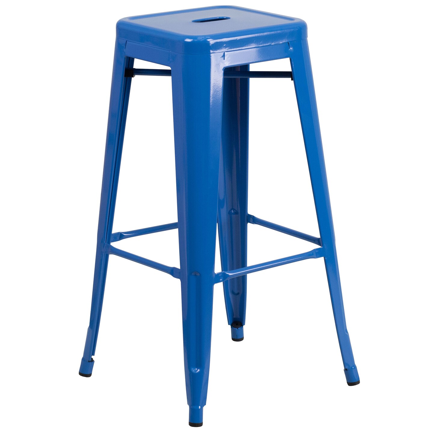 Emma and Oliver Commercial Grade 30&#x22; Round Metal Indoor-Outdoor Bar Table Set, 2 Backless Stools