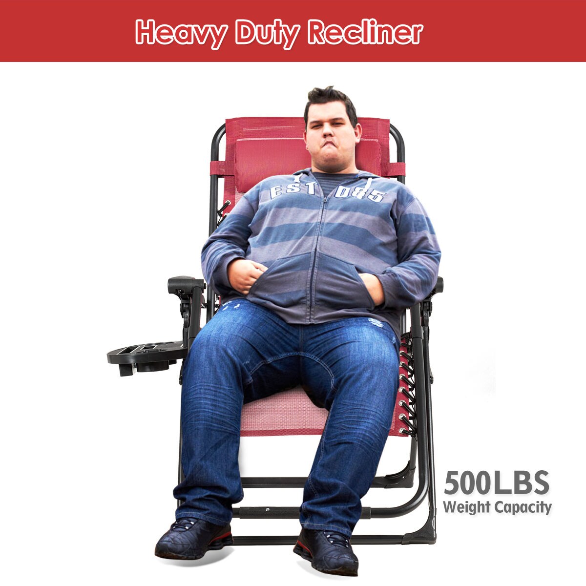 Costway Oversize Lounge Chair Patio Heavy Duty Folding Recliner