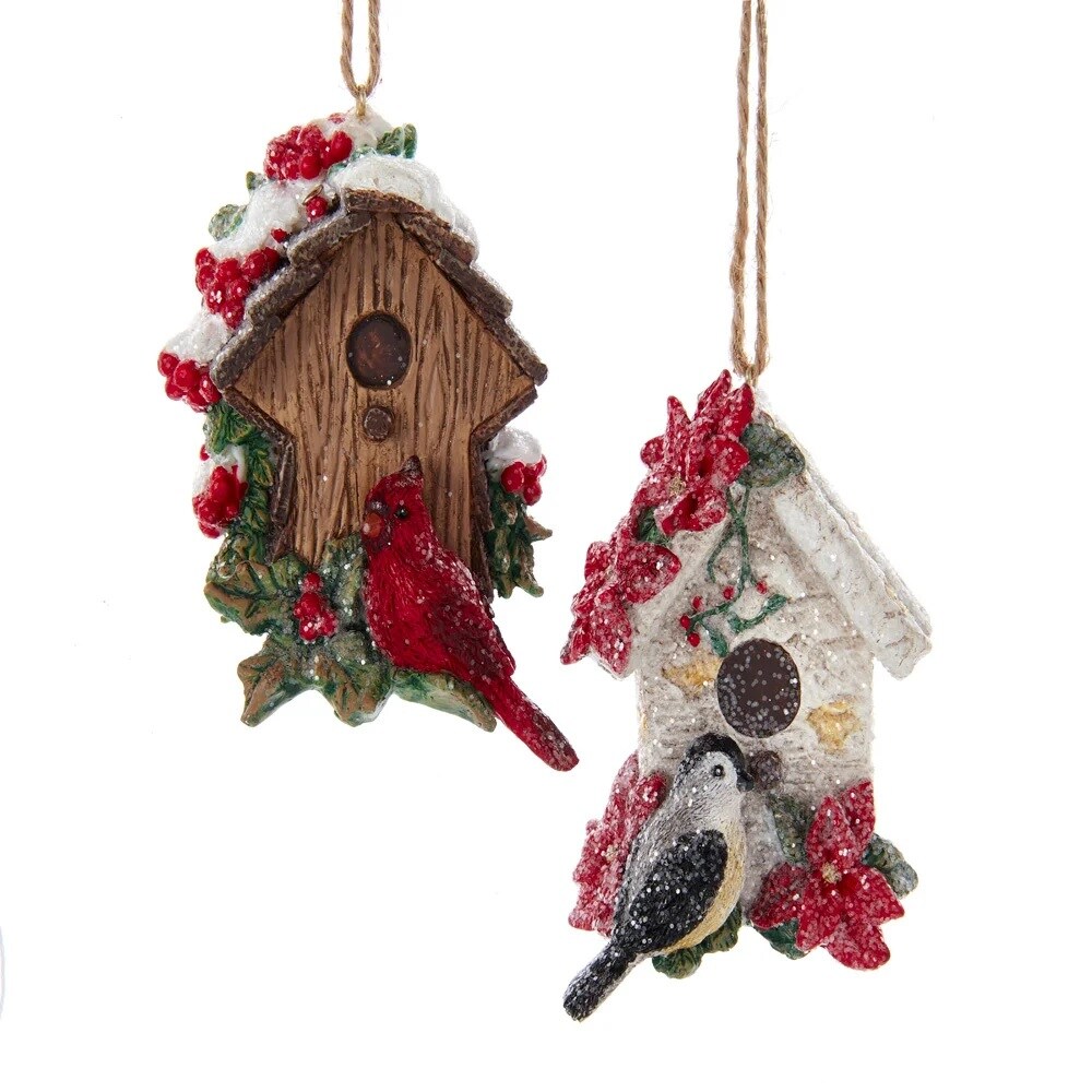 KSA Pack of 12 Cardinal and Chickadee Birdhouse Christmas ...