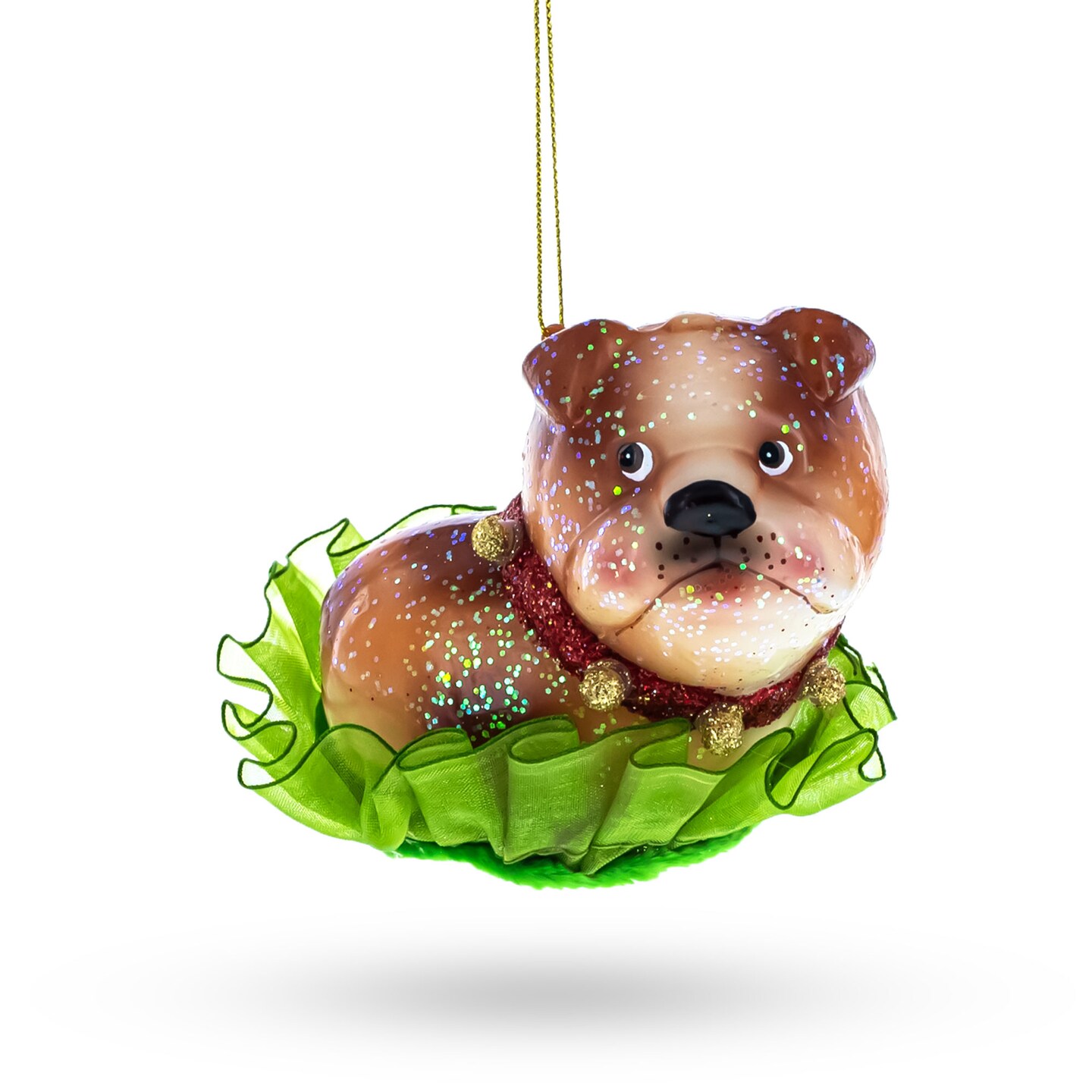Bulldog Puppy Handcrafted Blown Glass Christmas Ornament