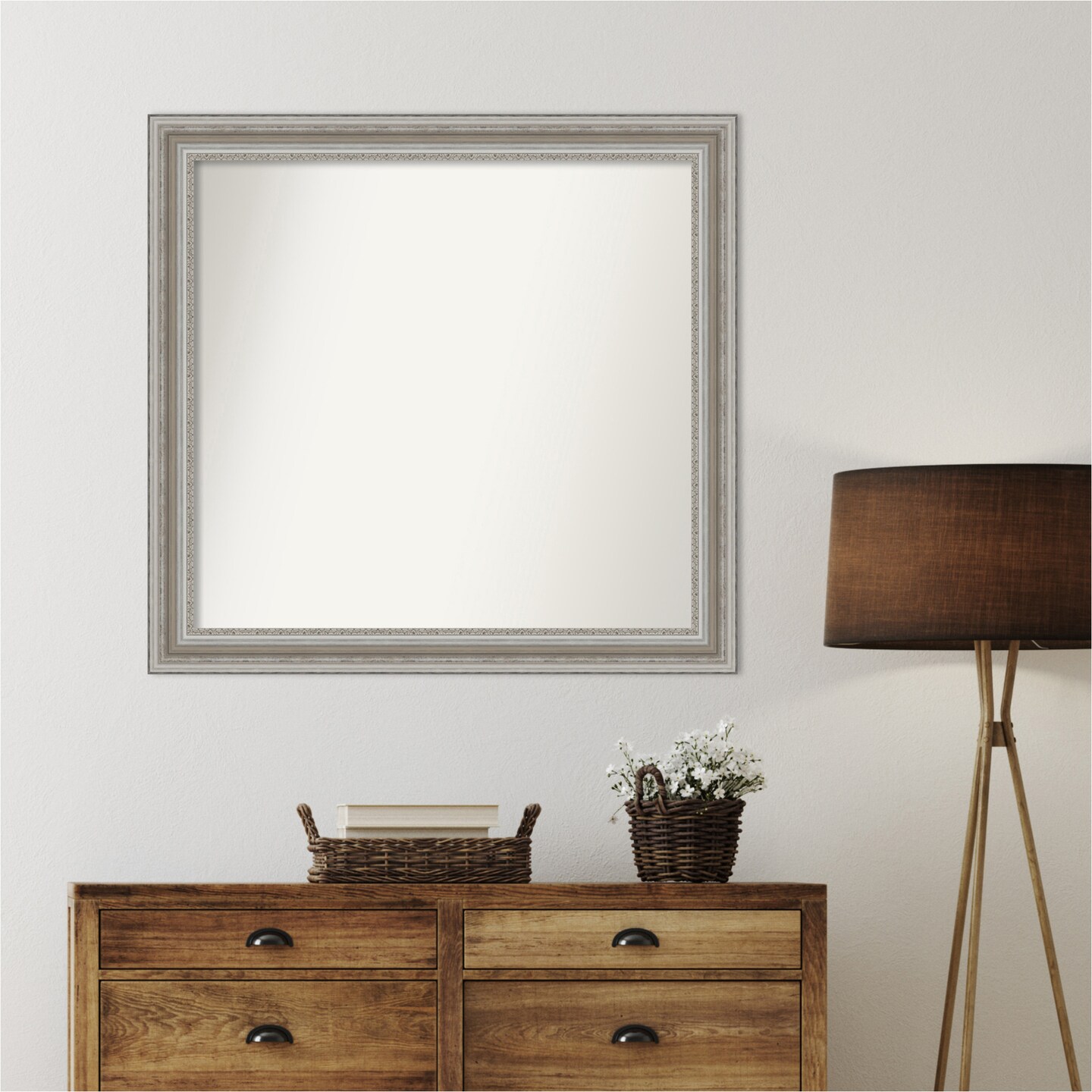 Parlor Silver Non-Beveled Custom Framed Bathroom Vanity Wall Mirror