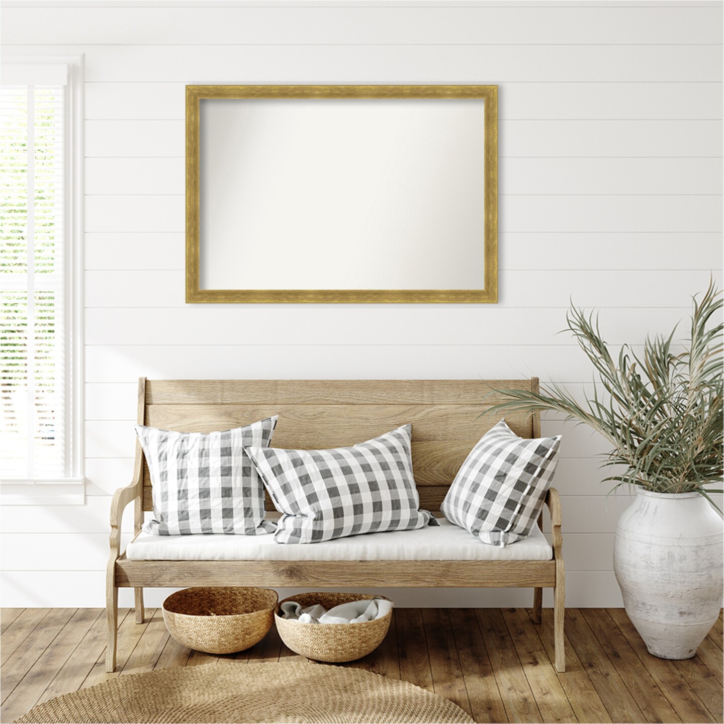 Angled Gold Non-Beveled Custom Framed Bathroom Vanity Wall Mirror