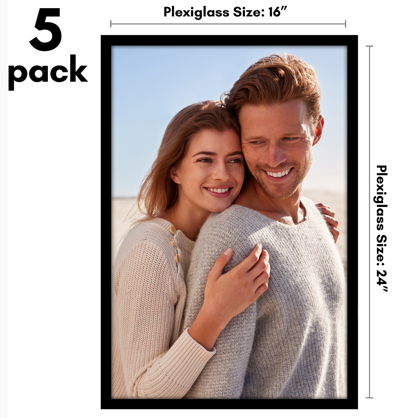 Americanflat 5 Pack of Picture Frames - Plexiglass Cover