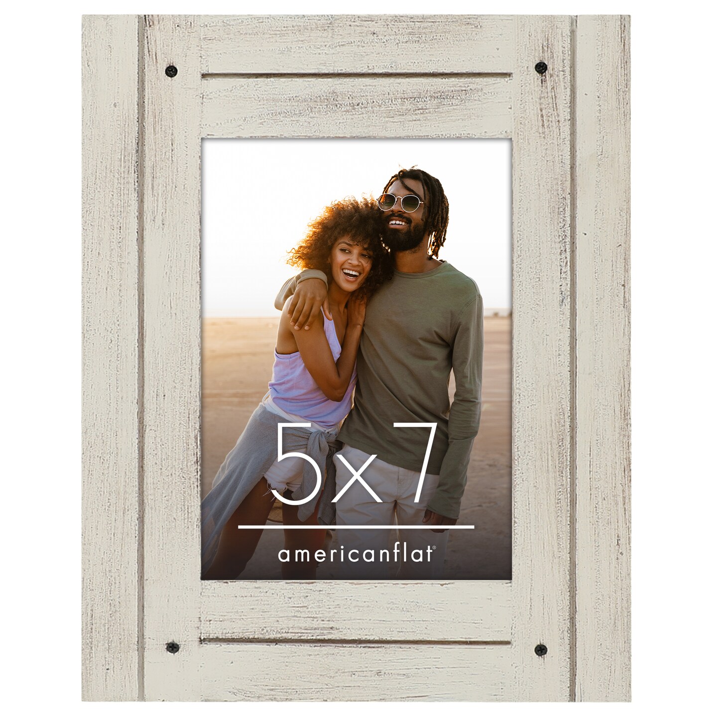 Americanflat Rustic Picture Frame - Modern Photo Frame for Unique Farmhouse Look - Polished Glass Cover - Hanging Hardware with Horizontal and Vertical Display - Includes Easel