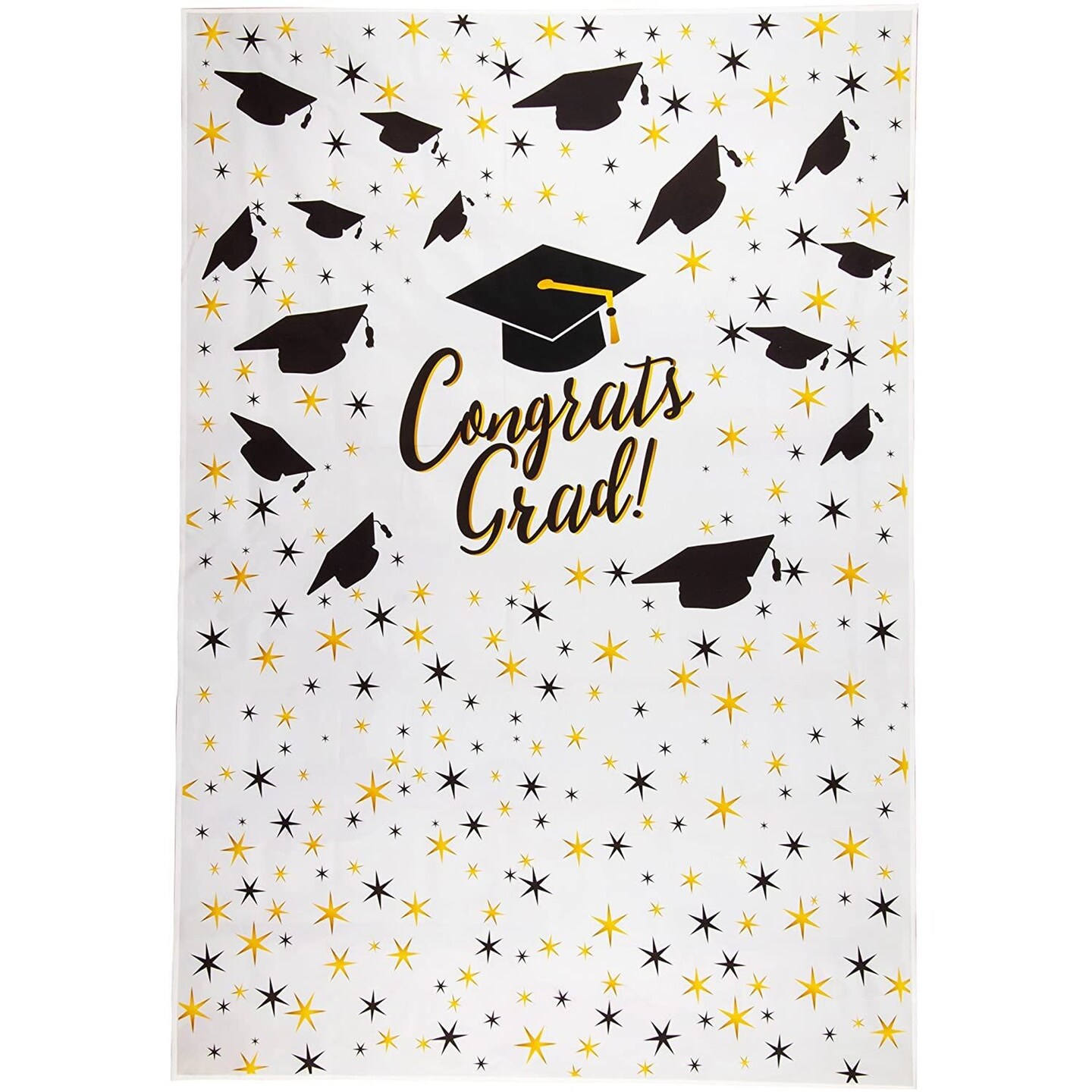 Congrats Grad Graduation Photo Backdrop Decorations for Party and Celebration (5x7 Feet)