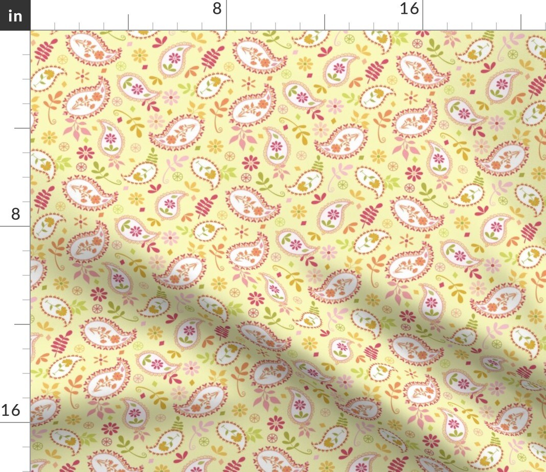 Yellow Pink Floral Paisley Light And Airy Summer Spring Botanical ...