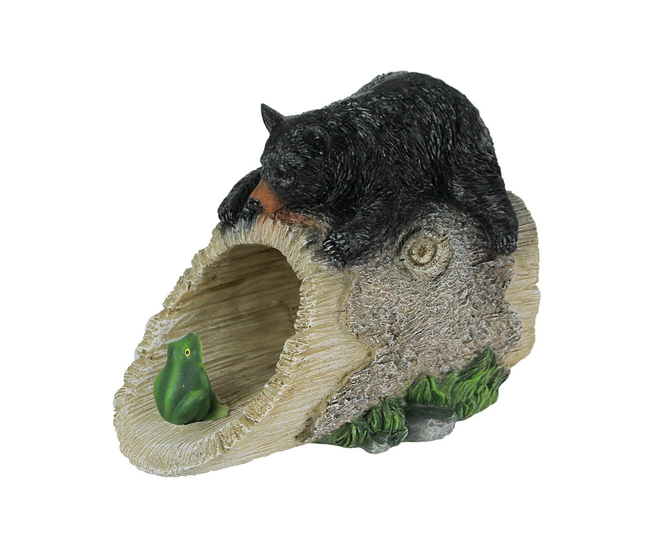 Playful Black Bear and Frog Decorative Gutter Downspout Extension