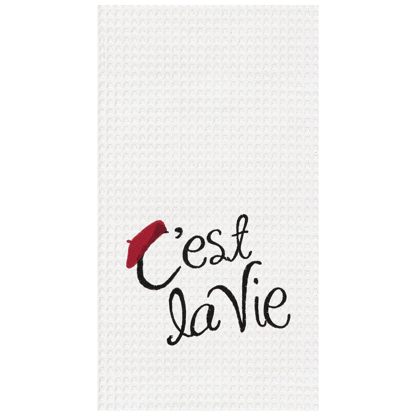 C&#x27;est La Vie Waffle Weave Cotton Kitchen Towel