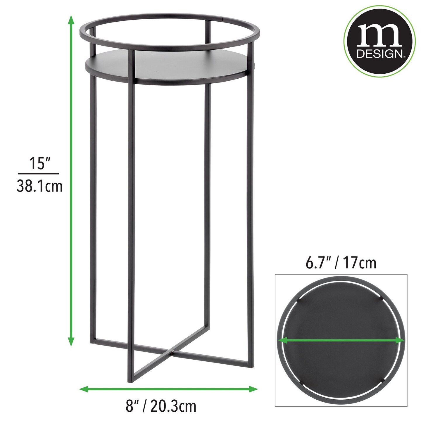 mDesign Metal Modern Indoor/Outdoor Plant Stand for Flowers and Greenery