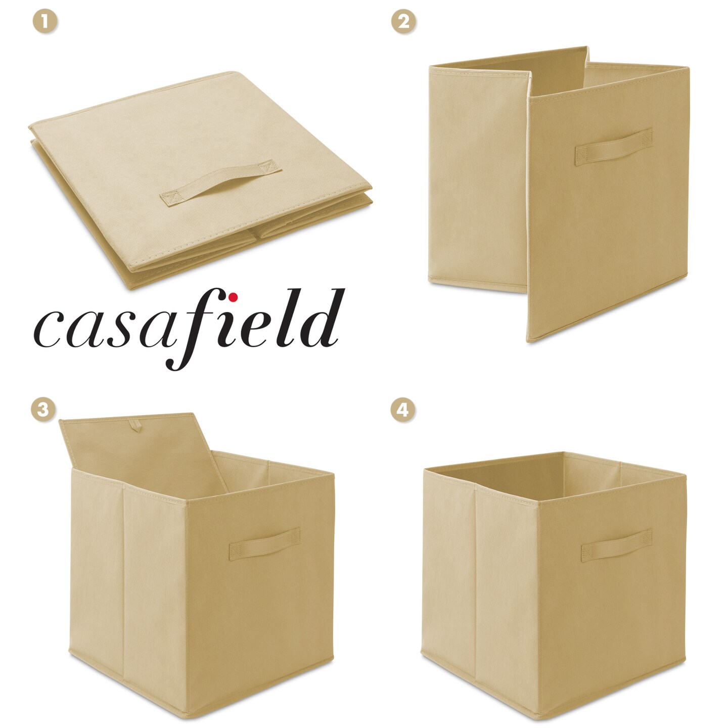 Casafield Set of 6 Collapsible Fabric Cube Storage Bins - Foldable Cloth Baskets for Shelves, Cubby Organizers & More
