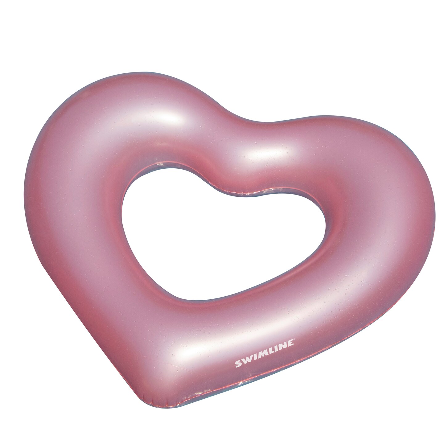 Swimline 68&#x22; Metallic Pink Heart Shaped Inner Tube Swimming Pool Float