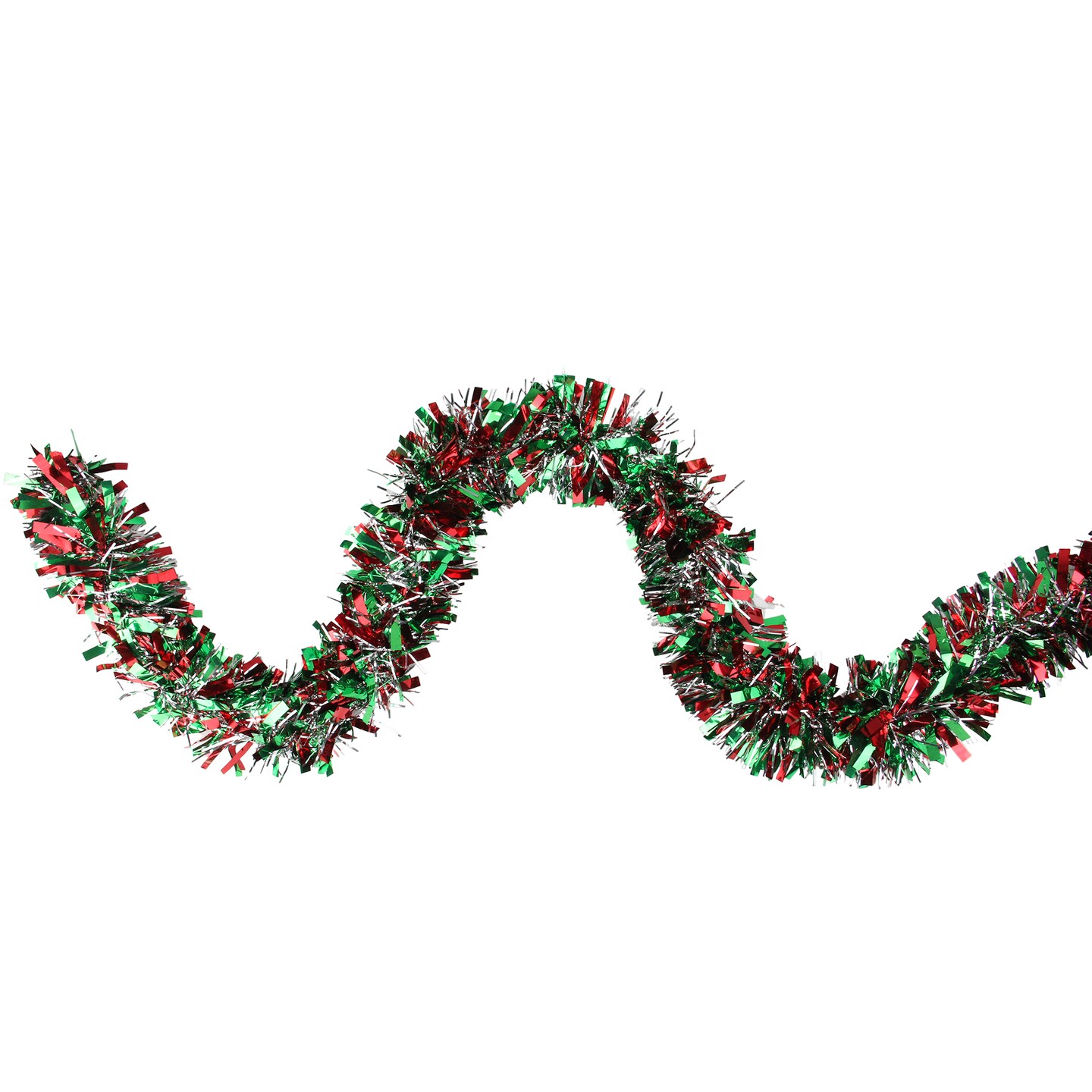 Northlight 12&#x27; x 4&#x22; Green and Red Tinsel Artificial Christmas Garland - Unlit