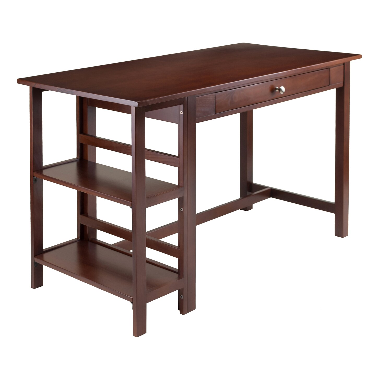 Contemporary Home Living 50&#x201D; Velda Solid Composite Wood Walnut Finish Writing Desk with 2 Shelves