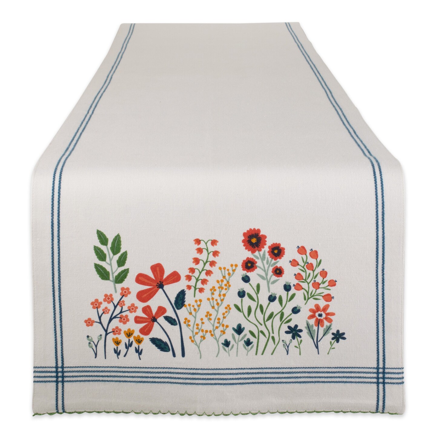 Contemporary Home Living 72&#x22; Table Runner with Embellished Flower Garden Design