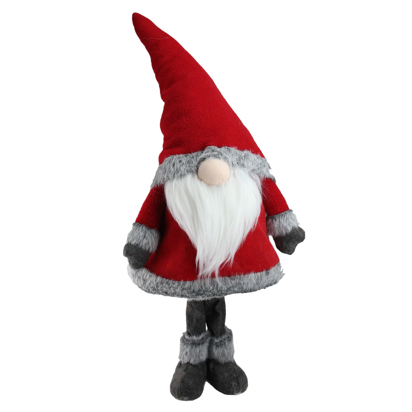 Northlight Standing Christmas Santa Claus Gnome with Faux Fur Trim - 28&#x201D; - Red and Gray