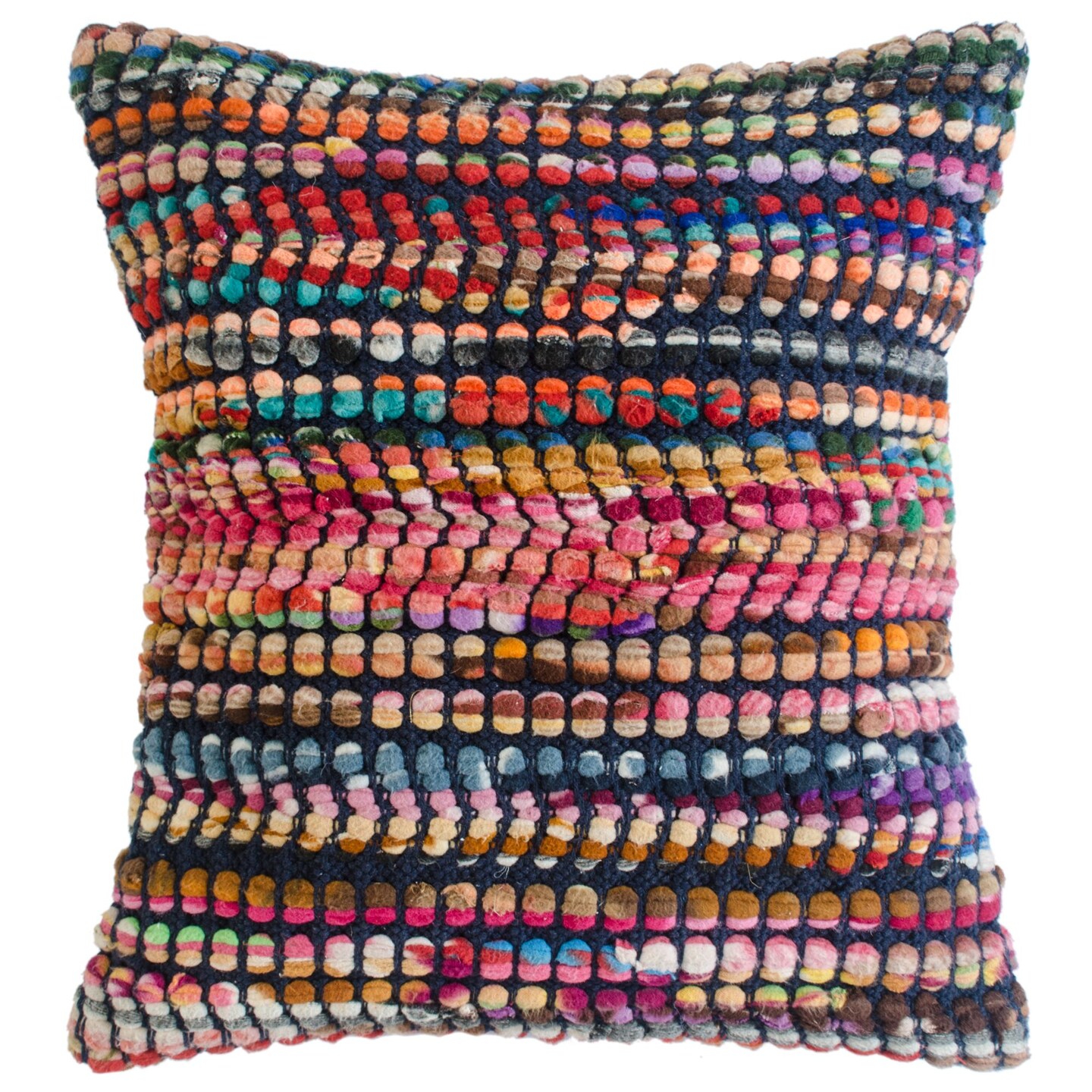 Laddha Home Designs 20&#x22; Pink and Blue Bohemian Geometric Square Throw Pillow