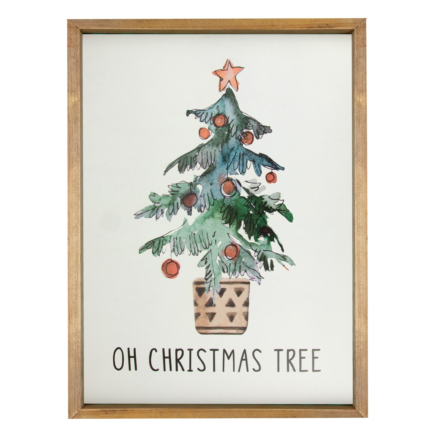 Northlight Wooden Framed &#x22;Oh Christmas Tree&#x22; Wall Art Decoration - 20&#x22;