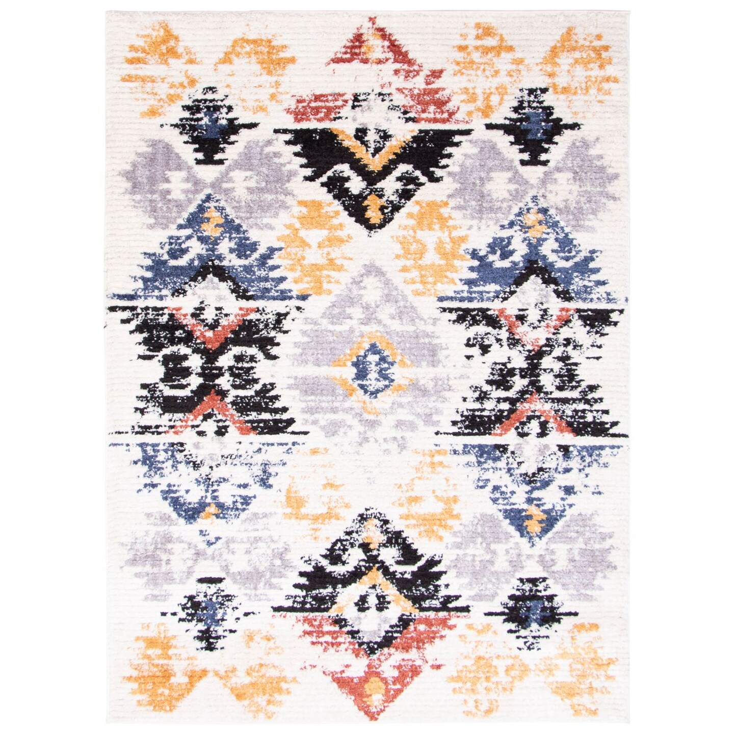 Chaudhary Living 8&#x27; x 10&#x27; Geometric Area Throw Rug - White and Blue
