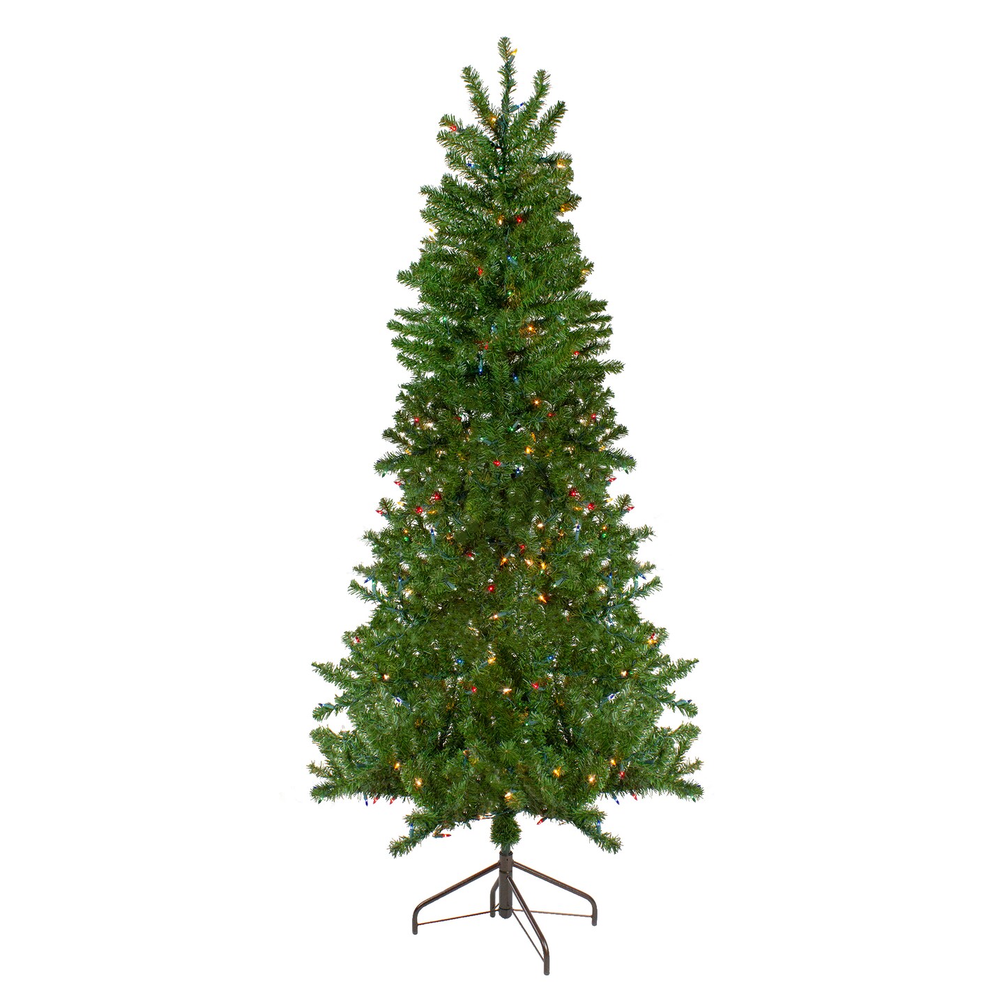 Northlight 7.5&#x27; Pre-Lit Canadian Pine Slim Artificial Christmas Wall Tree - Multicolor Lights
