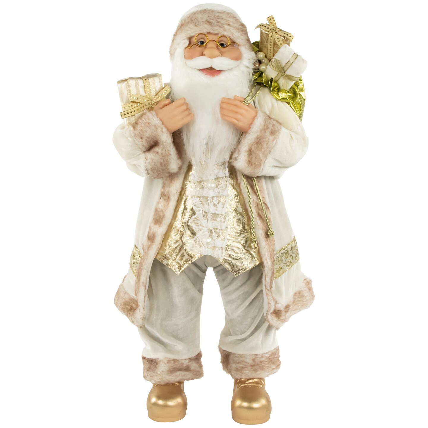 Northlight 24&#x22; White and Ivory Santa Claus with Gift Bag Christmas Figure