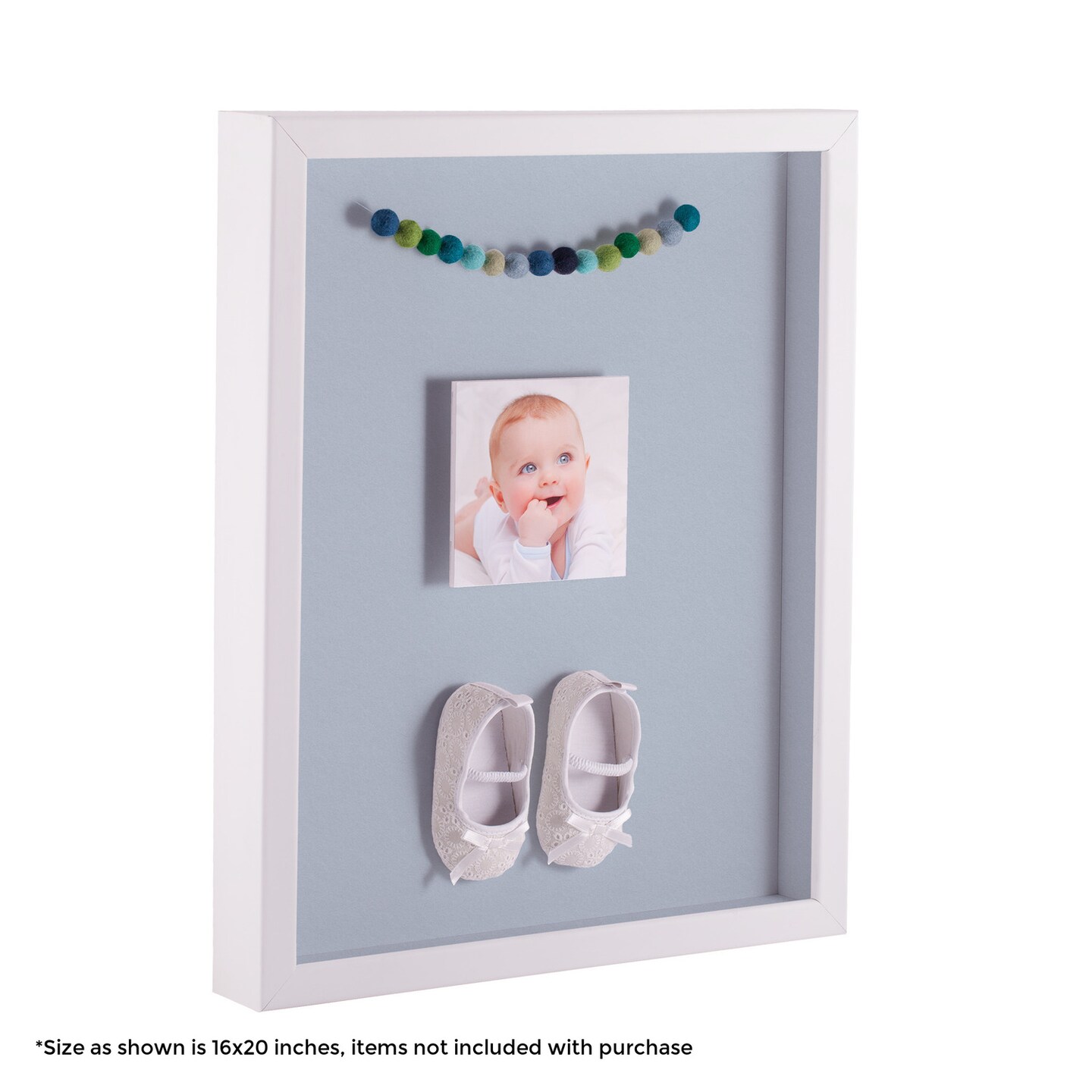 ArtToFrames 14x14 Inch Shadow Box Picture Frame, with a Satin White 1.00" Wide Shadowbox frame and Super White Mat Backing (4655)