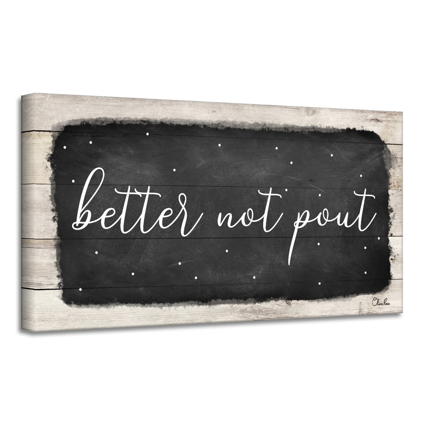 Crafted Creations Brown and Black &#x27;Better Not Pout&#x27; Christmas Canvas Wall Art Decor 12&#x22; x 24&#x22;