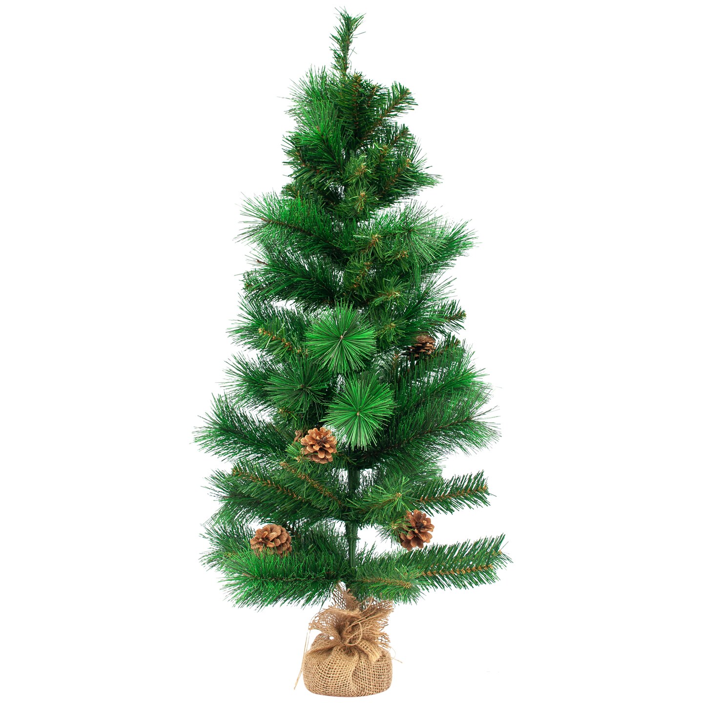 Northlight Pre-Lit Mixed Pine and Pine Cones Artificial Christmas Tree in Jute Base - 39" - Warm Clear LED Lights