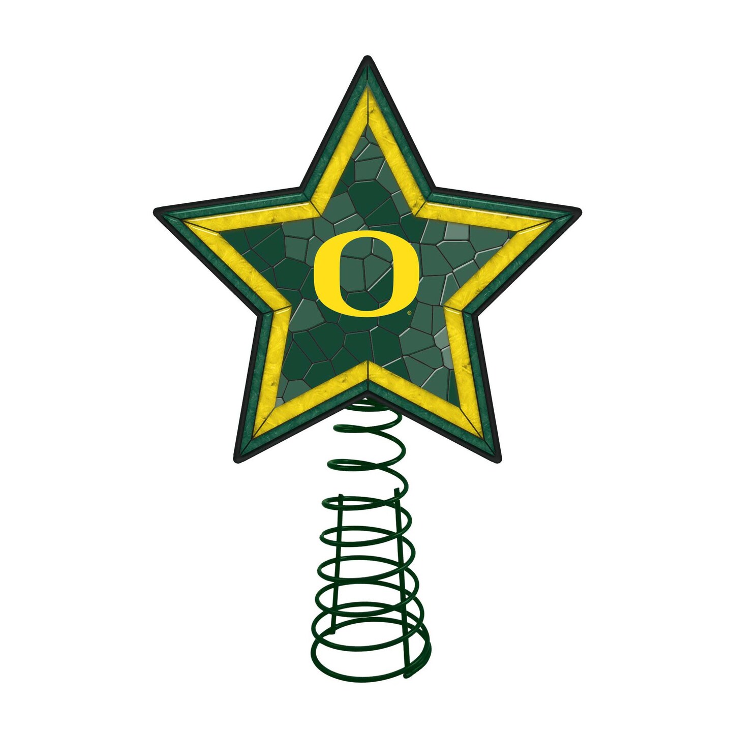The Memory Company 10&#x22; Lighted Green and Yellow Star NCAA Oregon Ducks Christmas Tree Topper