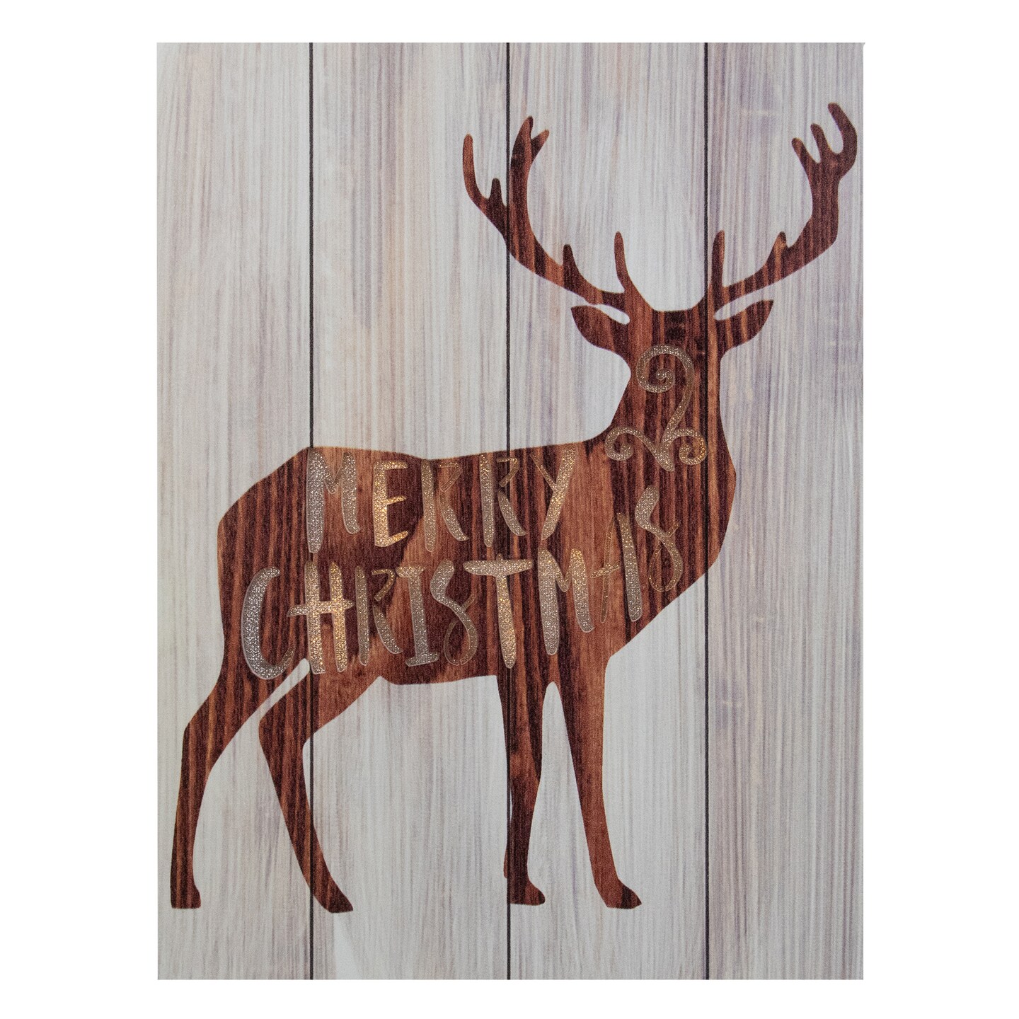 Northlight 11.75&#x22; Brown Reindeer &#x22;Merry Christmas&#x22; Lighted Wall Plaque