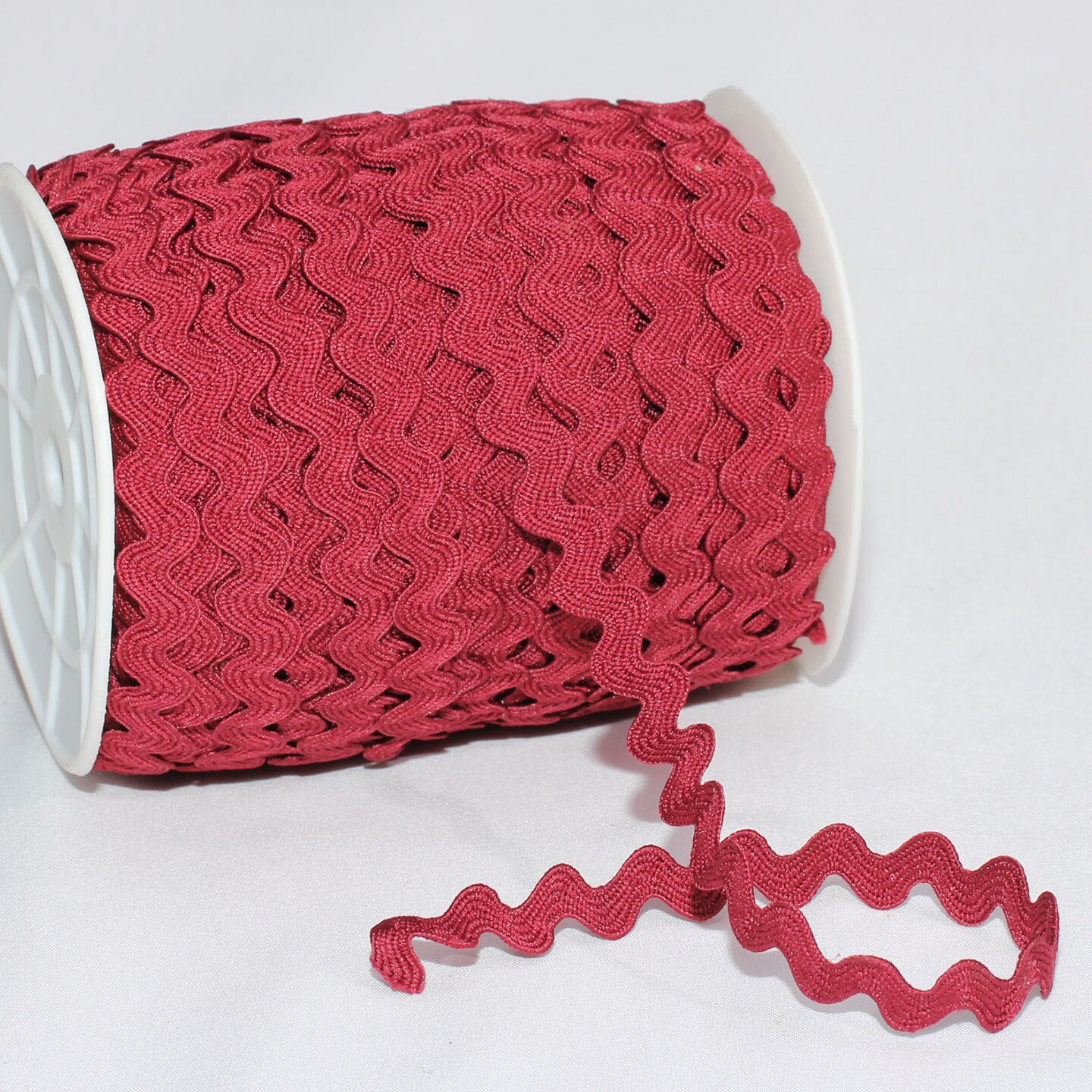 The Ribbon People Burgundy Red Woven Edge Ric Rac Christmas Craft Ribbon 0.25" x 55 Yards