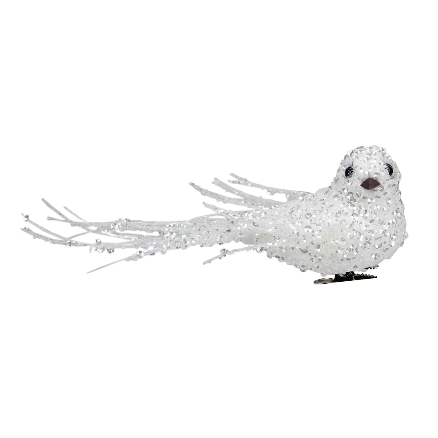 Northlight Sequined Bird Christmas Clip-on Ornament - 7.5" - White