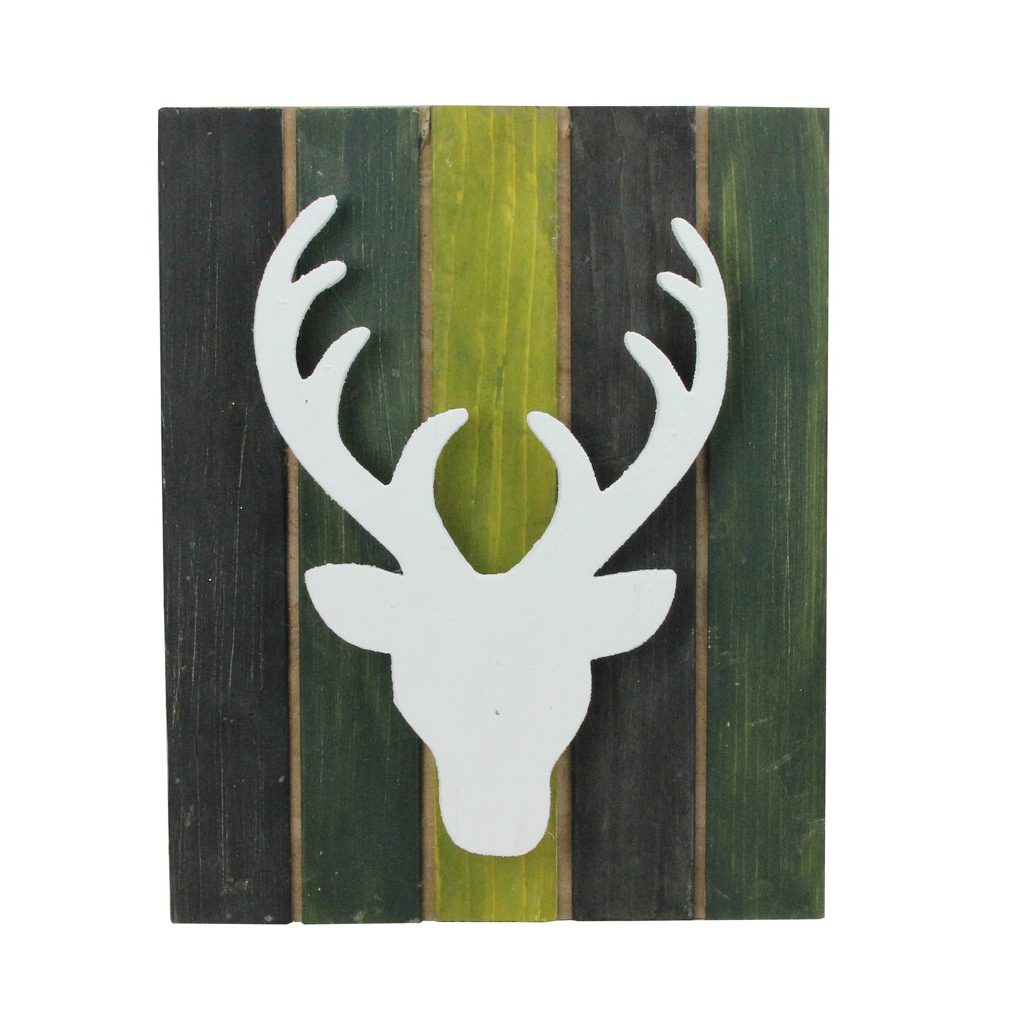 Northlight 13&#x22; Wood Deer on Green Washed Pallet Inspired Frame Christmas Wall Hanging