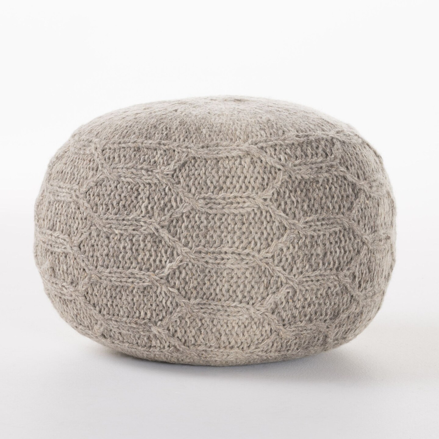 Contemporary Home Living 20&#x22; Gray Contemporary Hand Woven Pouf Ottoman with Filler