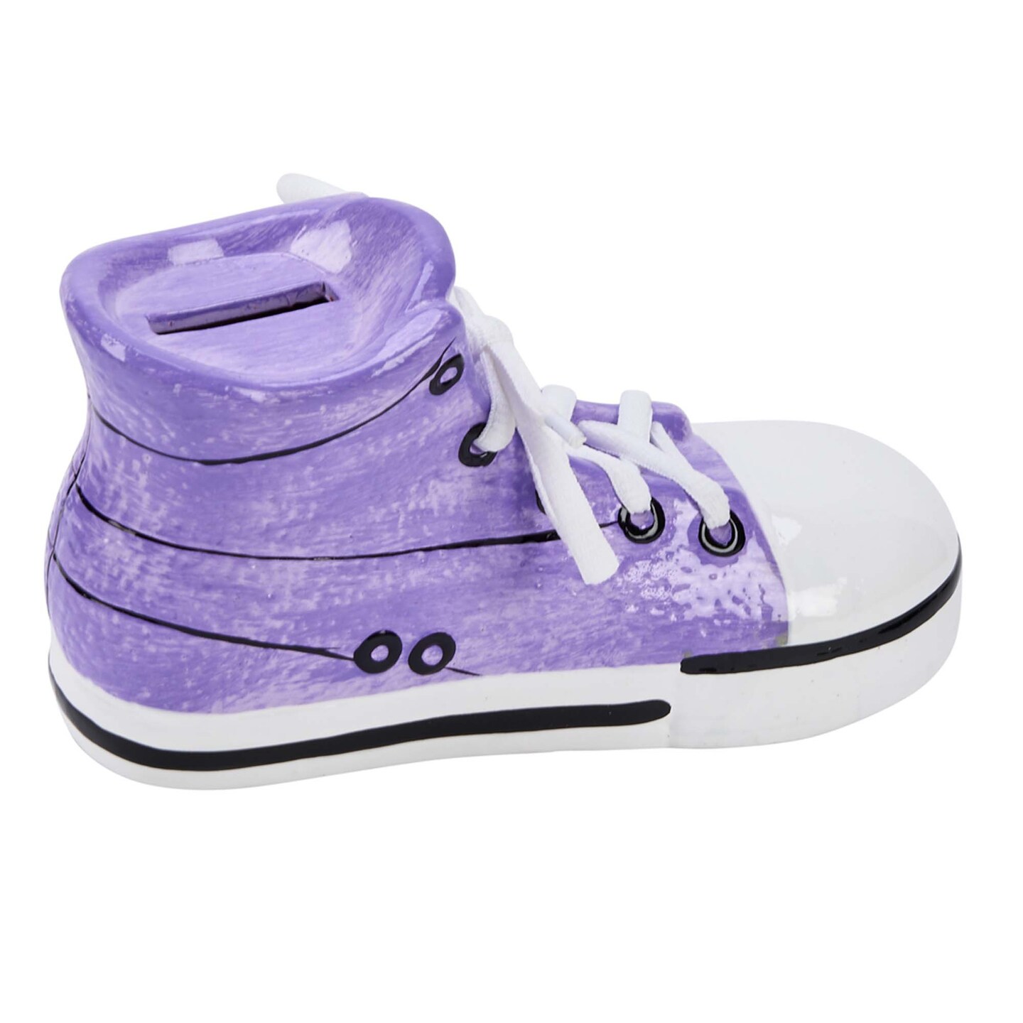 Contemporary Home Living 7" Purple, Black And White Ceramic Sneaker Bank