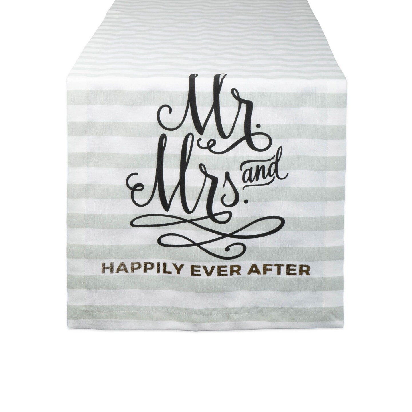 Contemporary Home Living 72&#x22; Black and White &#x22;Mr. &#x26; Mrs.&#x22; Printed Rectangular Wedding Table Runner