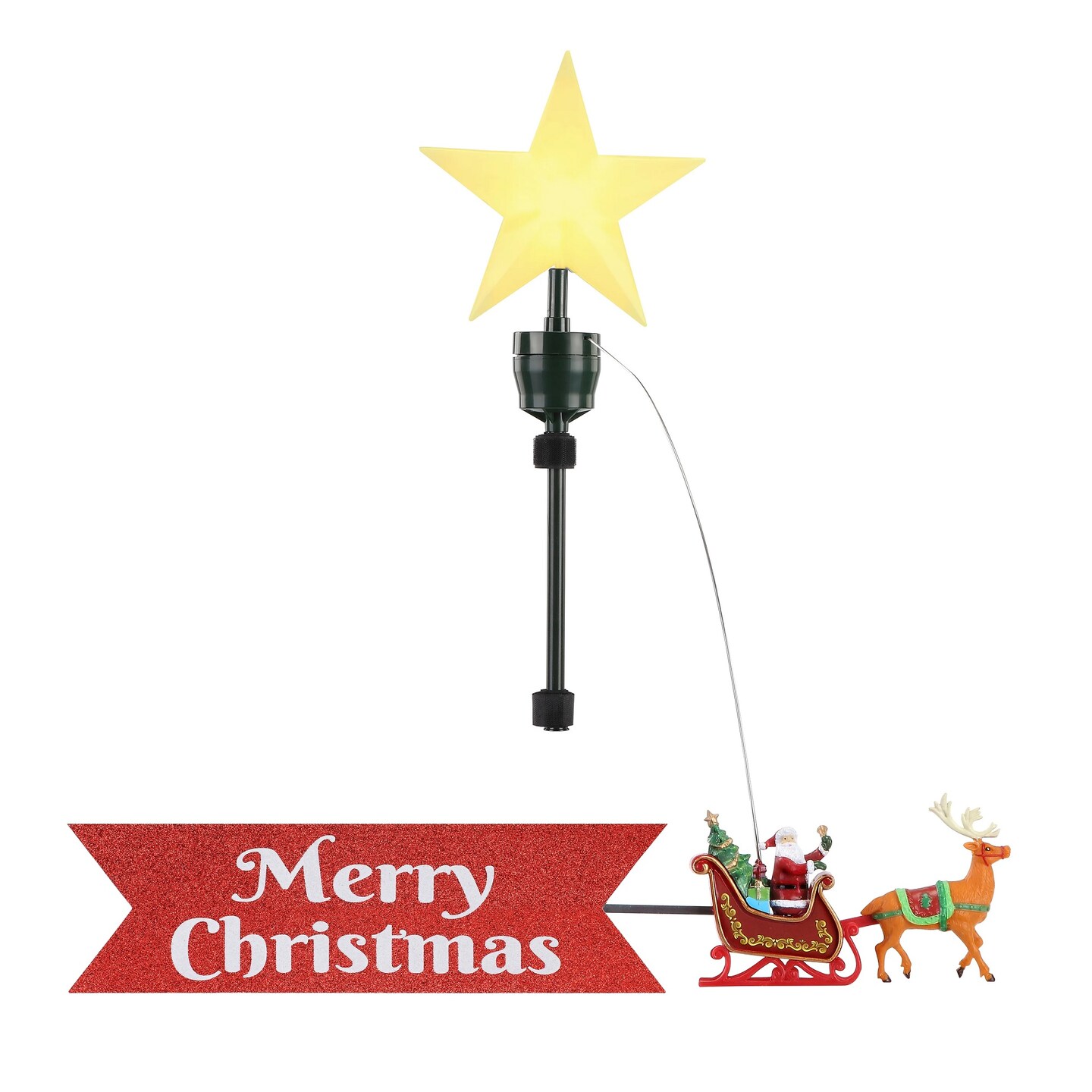 Mr. Christmas Mr. Christmas Santa&#x27;s Sleigh Animated Revolving Tree Topper - 8&#x22; x 20&#x22;
