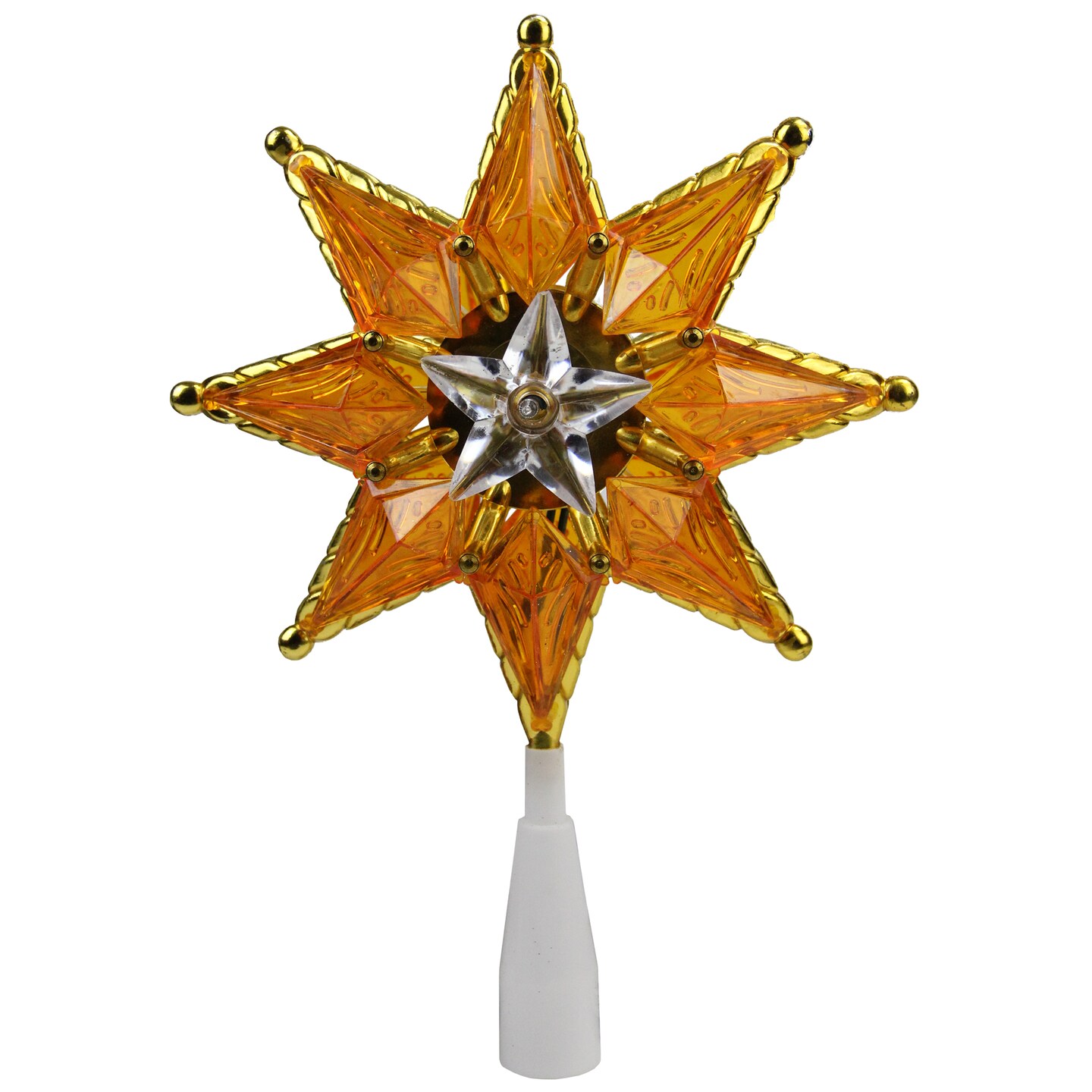 Northlight 8&#x22; Amber Mosaic Star Christmas Tree Topper - Clear Lights