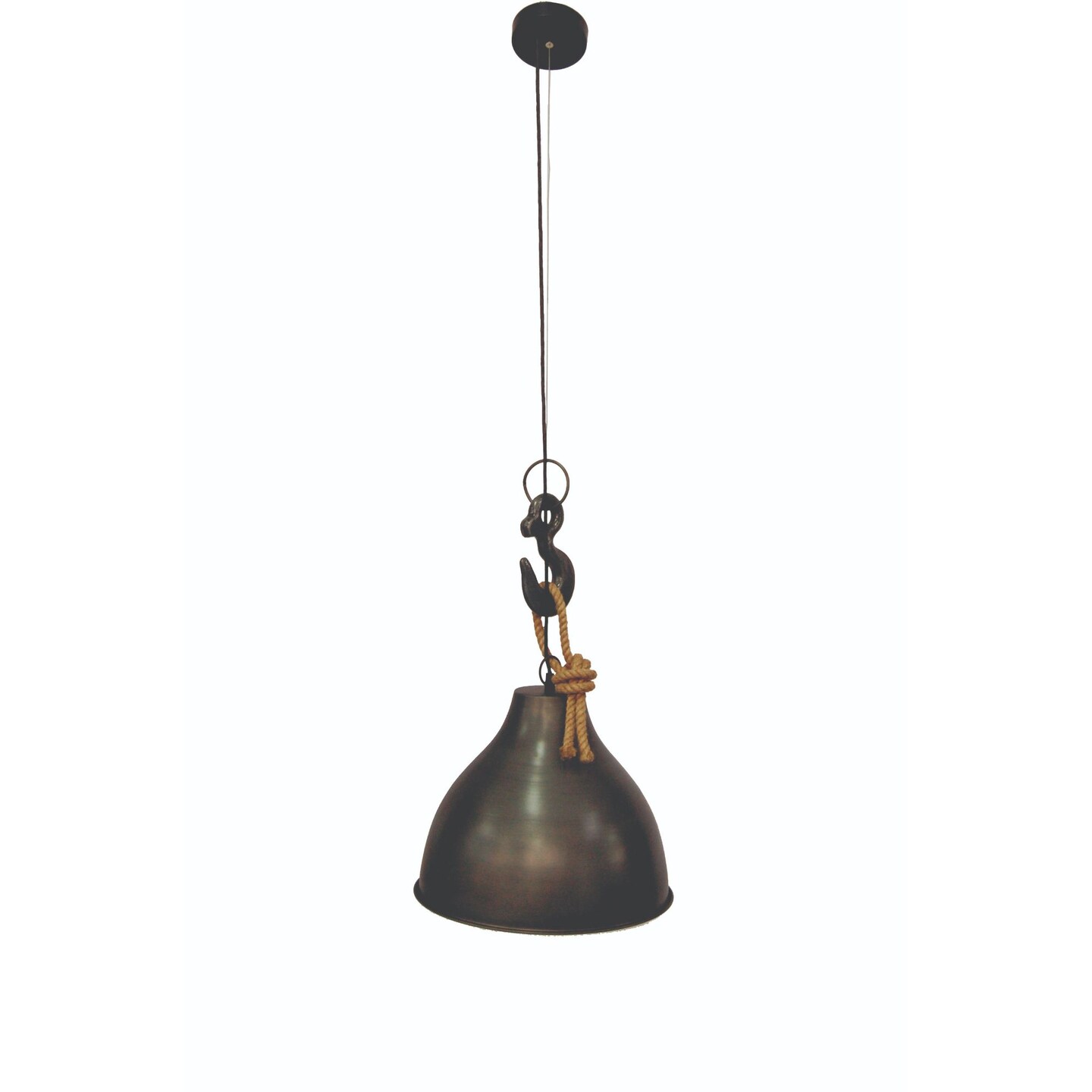Signature Home Collection 16&#x22; Black Hemp Rope Ceiling Pendant Light Fixture