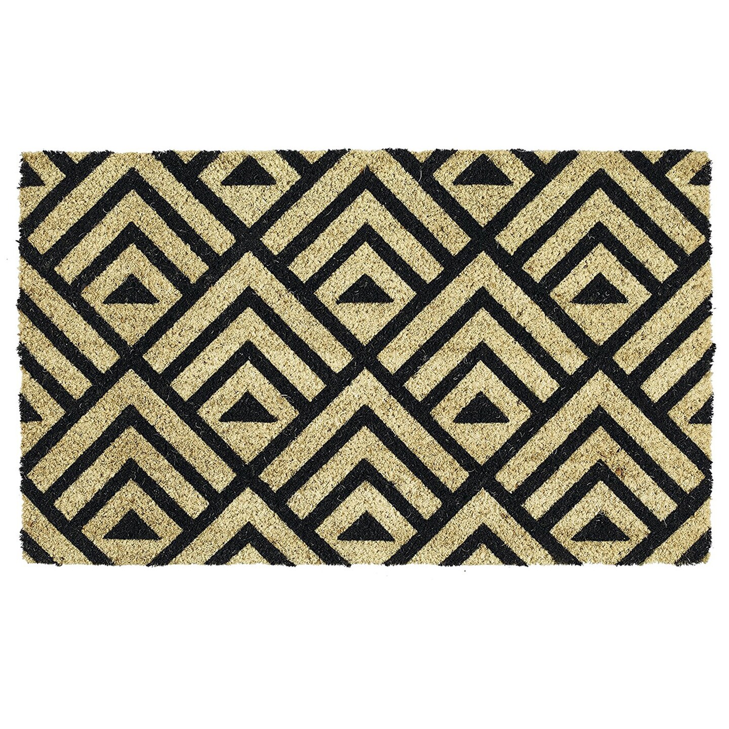 Contemporary Home Living 18&#x22; x 30&#x22; Beige and Black Rectangular Durable and Non-Slip Doormat with &#x22;Tri Decco&#x22; Design