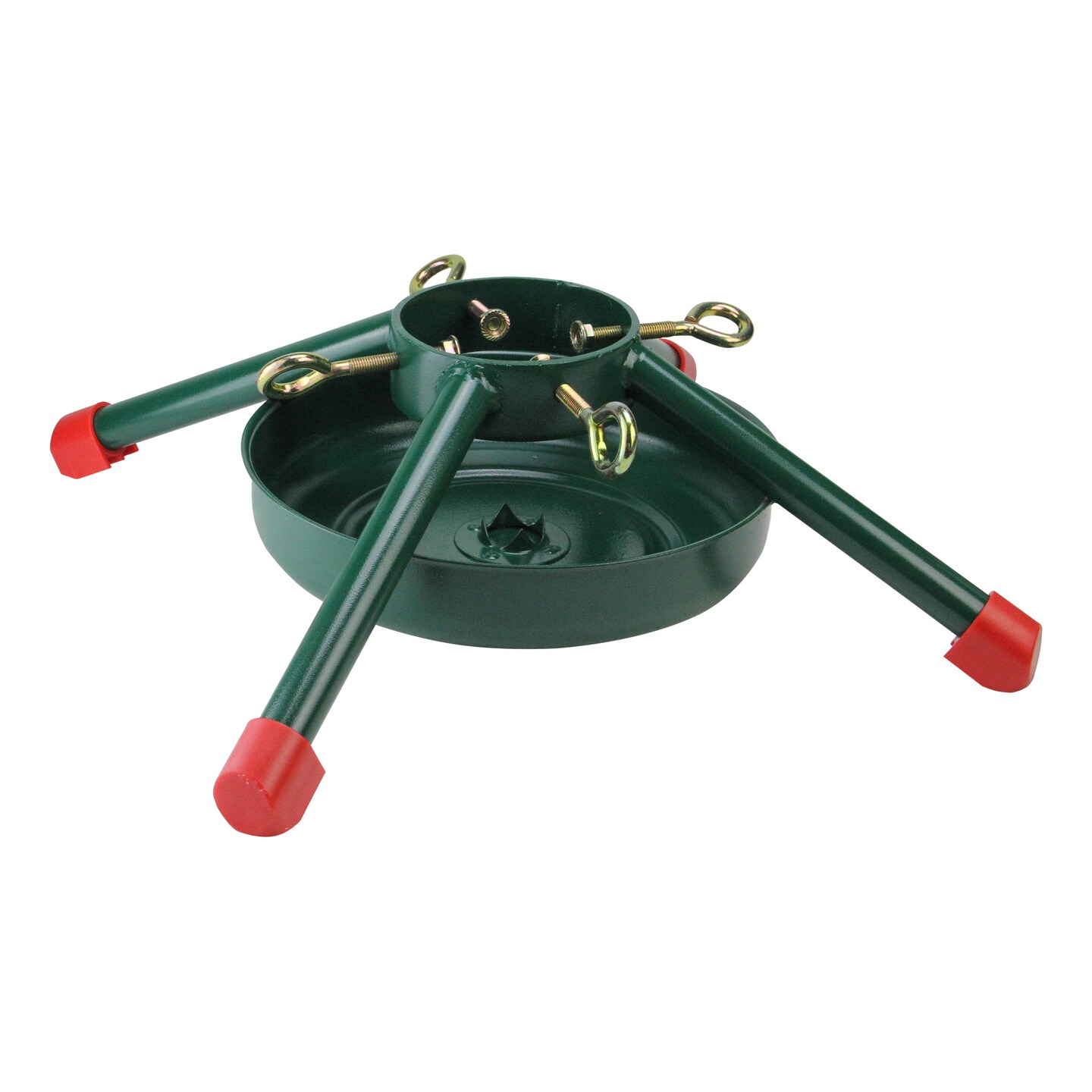 Jack Post 19" Green and Red Christmas Tree Stand for Real Trees