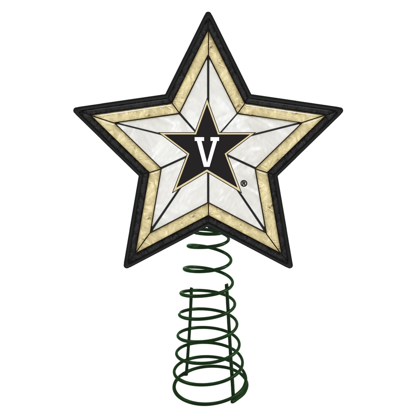 The Memory Company 10&#x22; Lighted Gold and Black Star NCAA Vanderbilt Commodores Christmas Tree Topper