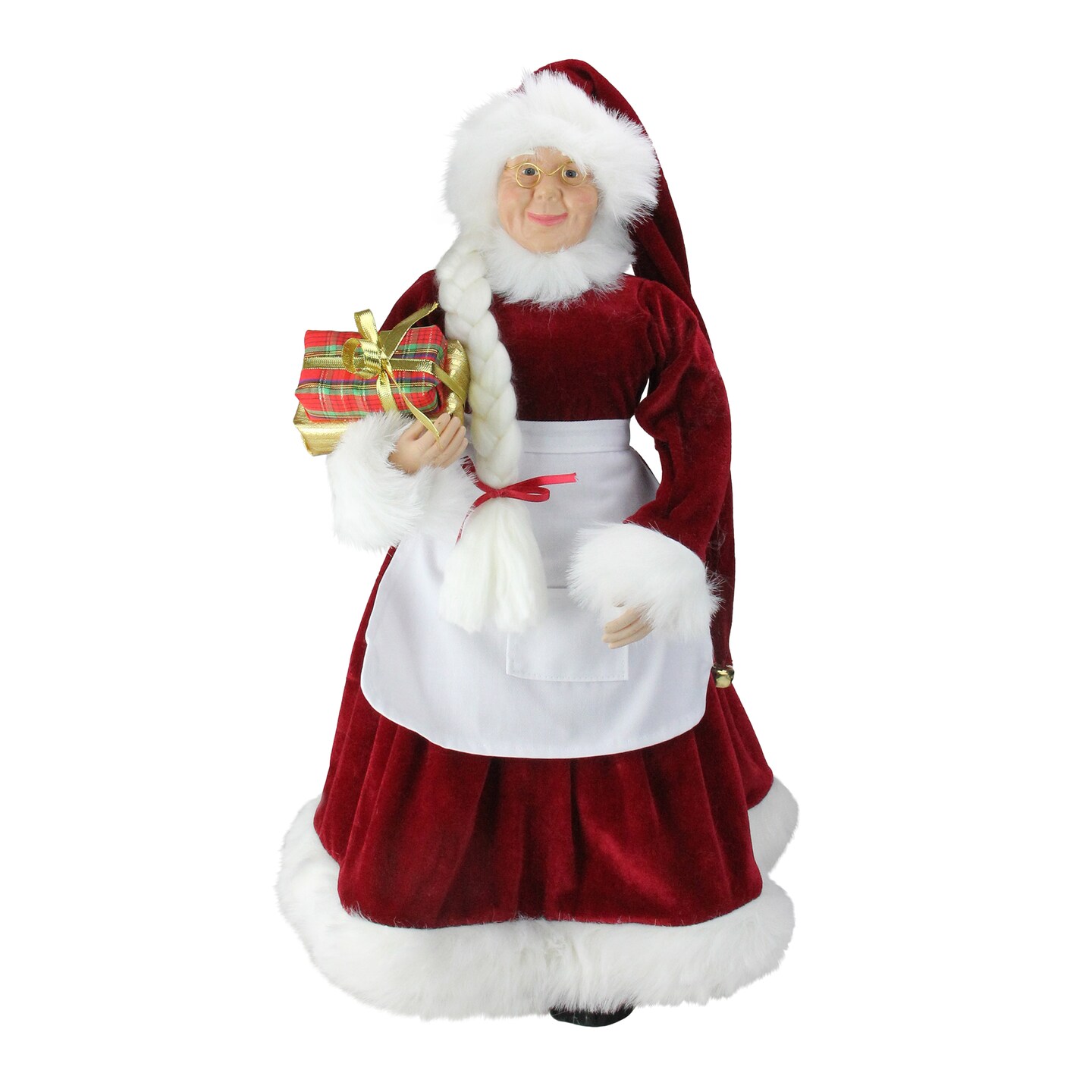 Northlight 24&#x22; Traditional Mrs Claus with Braided Hair and Gifts Christmas Figure