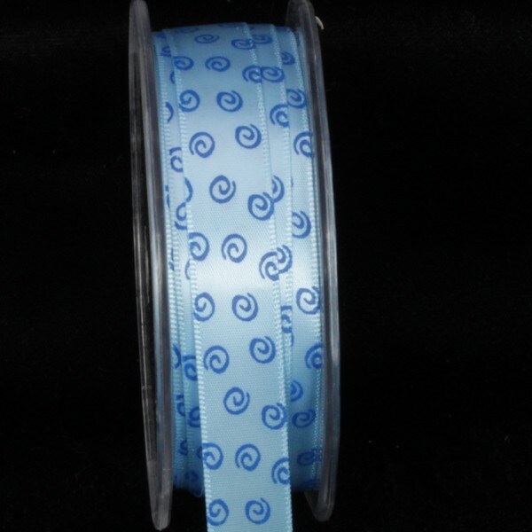 The Ribbon People Sky Blue and Navy Blue Swirl Wired Craft Ribbon 0.5&#x22; x 108 Yards