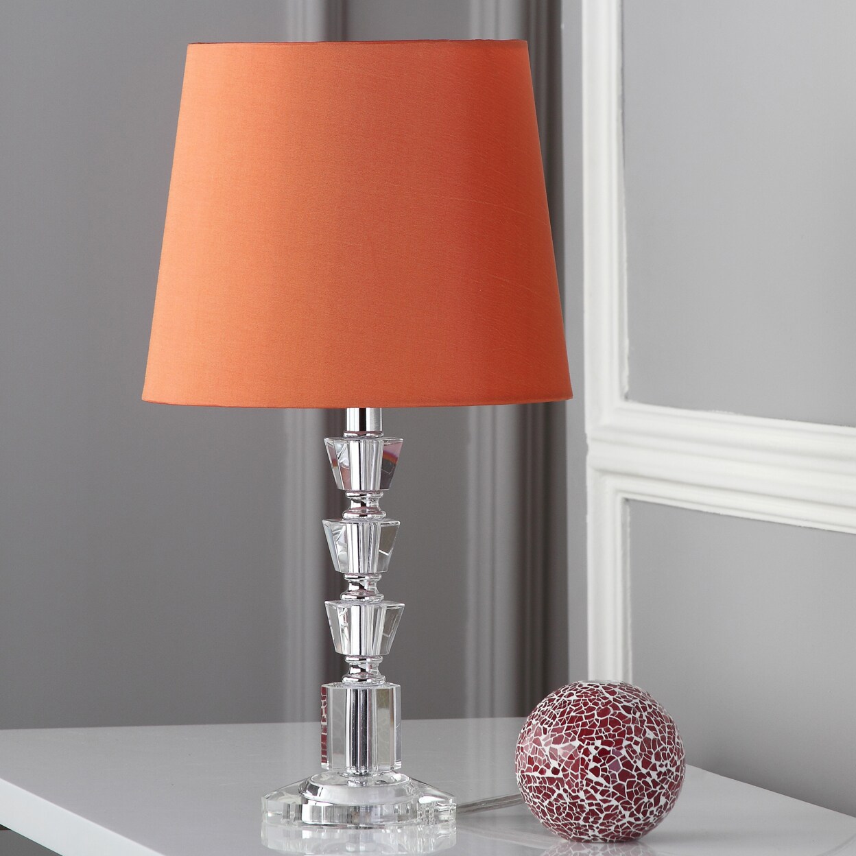 Safavieh Harlow Tiered Crystal Lamp (Set of 2) | Clear / Orange |