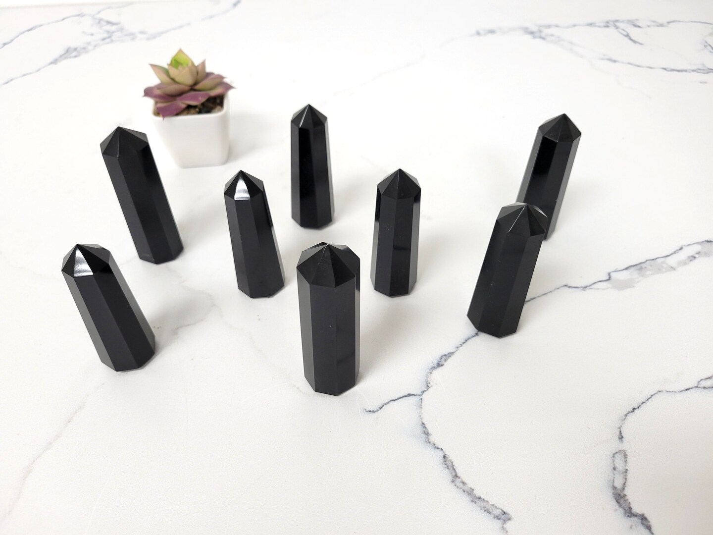 Black Obsidian Crystal Tower Point